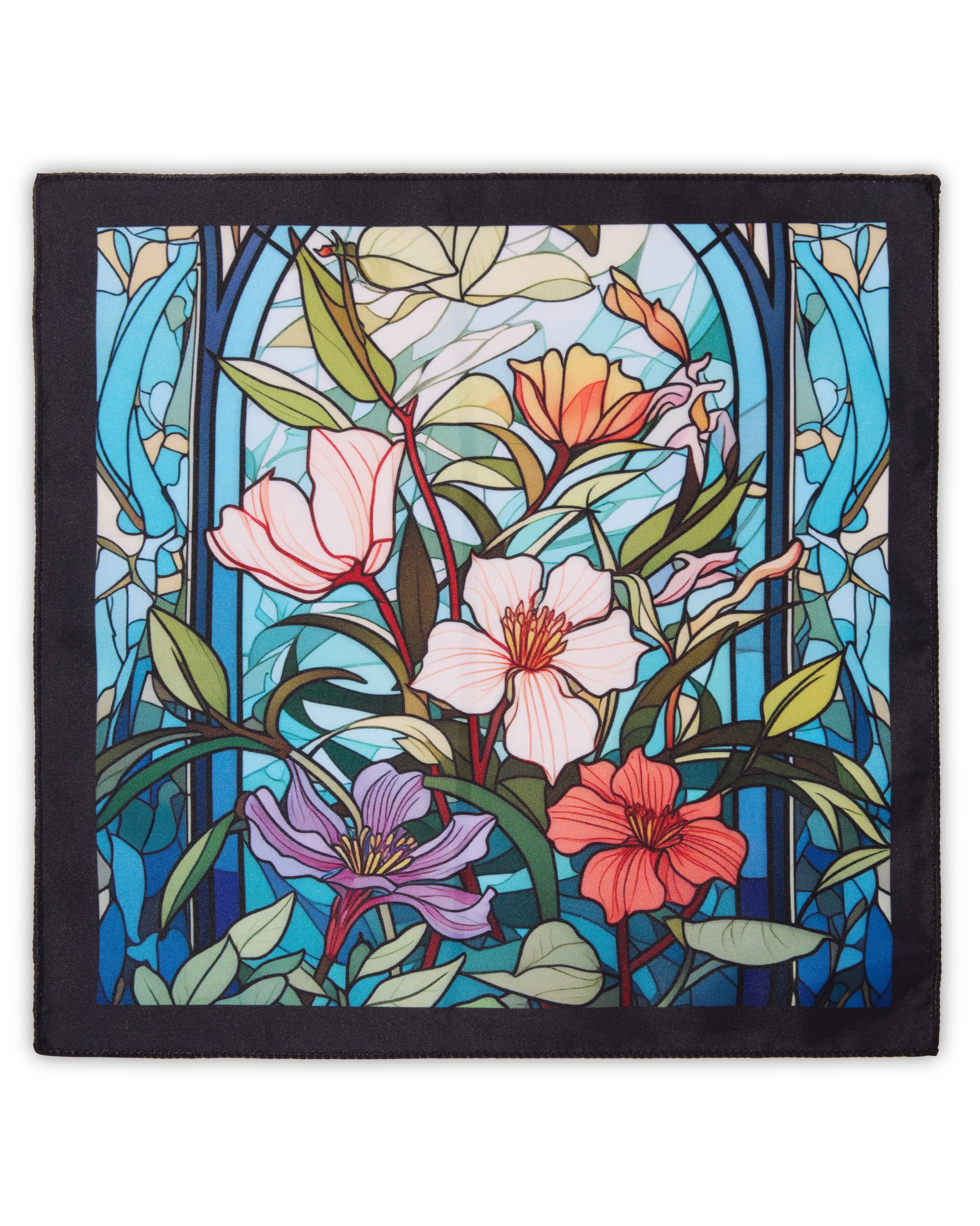 The Cathedral Microfiber Pocket Square — Stained Glass Floral