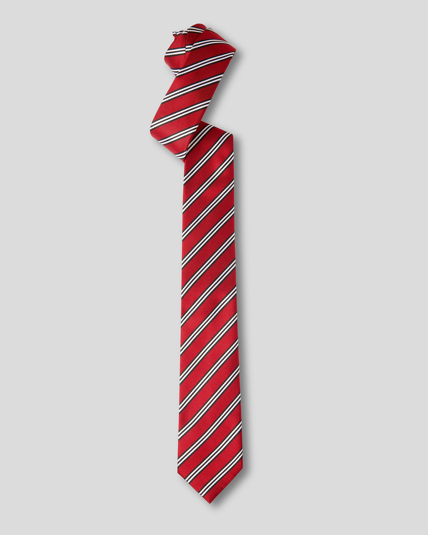 The Monarch Necktie — Red, Black & White Regimental Stripe
