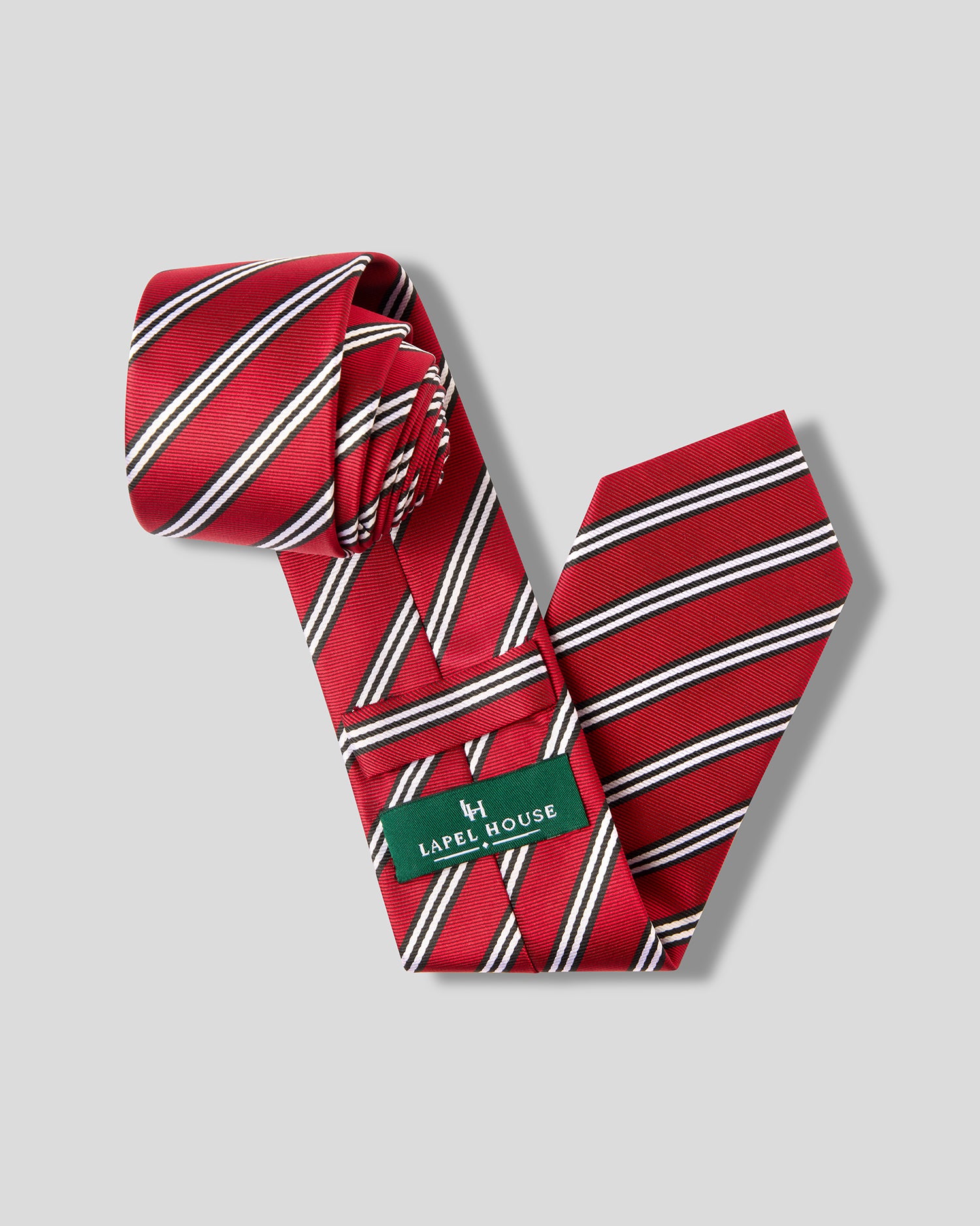The Monarch Necktie — Red, Black & White Regimental Stripe