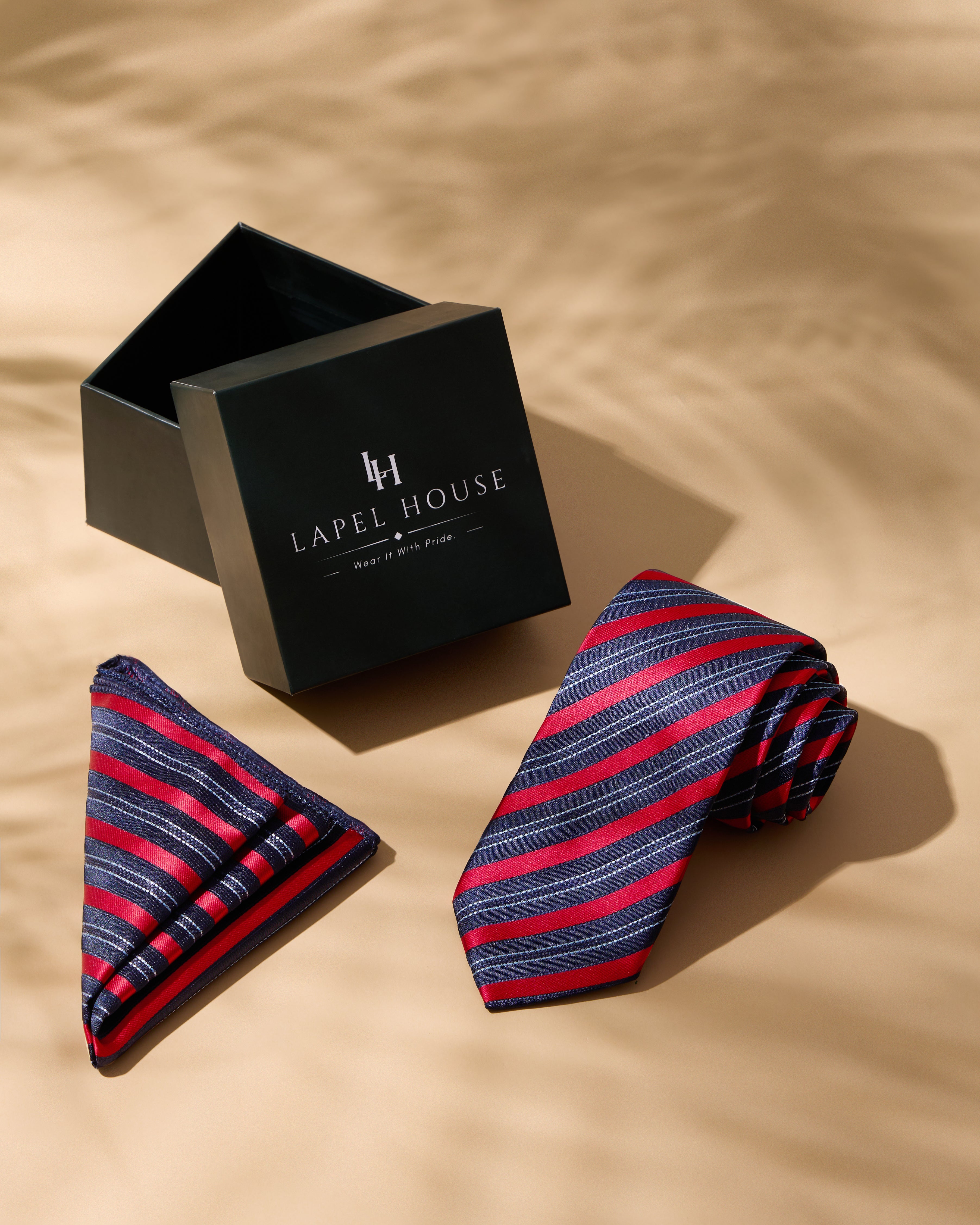 The Regent Necktie — Navy, Red & White Regimental Stripe