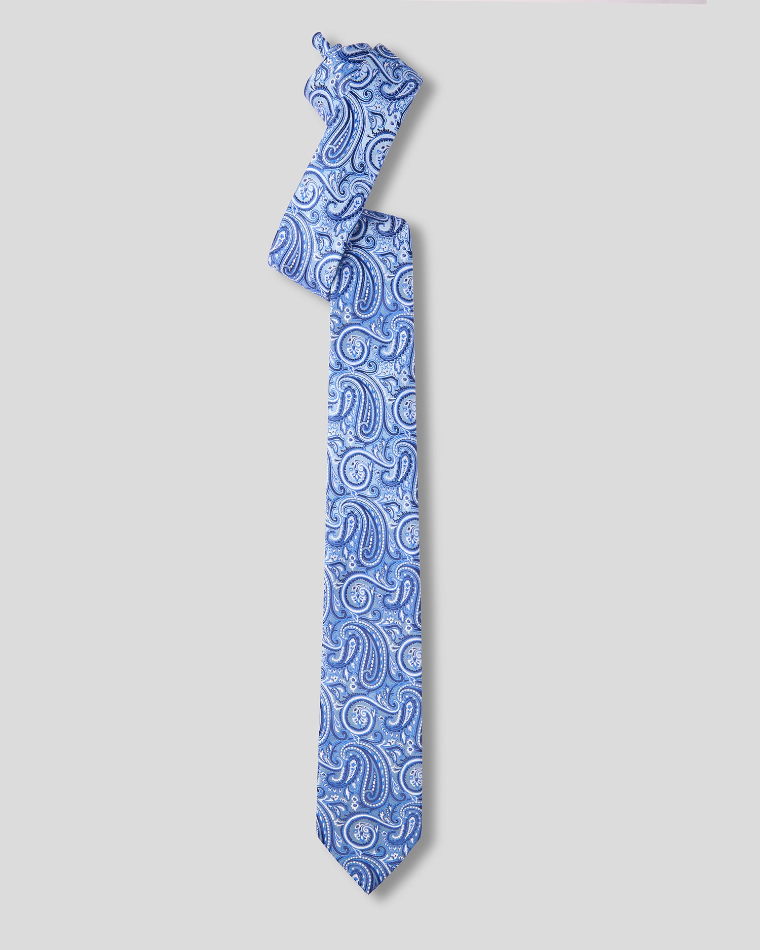 The Horizon Microfiber Necktie — Sky & Royal Blue Paisley