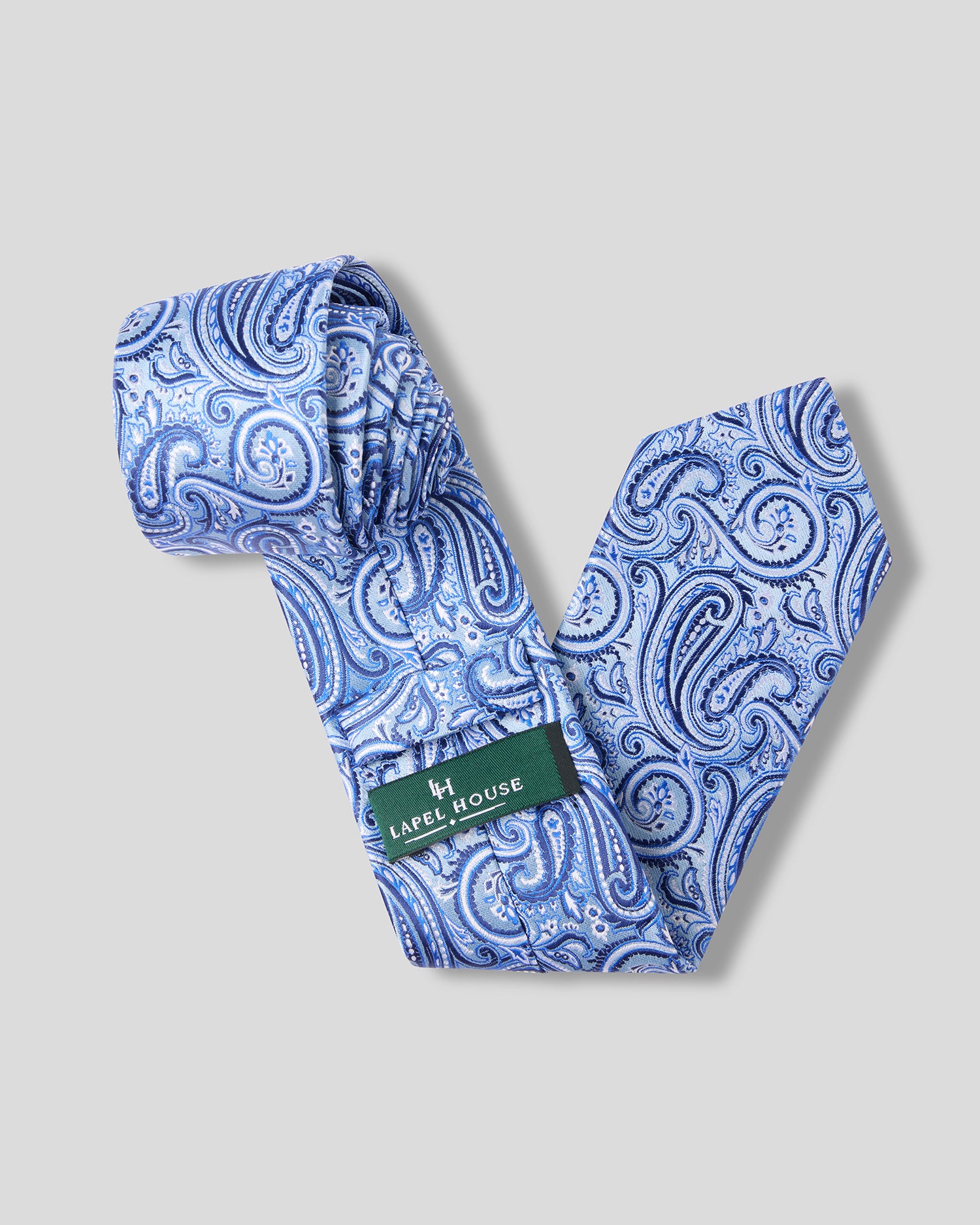 The Horizon Microfiber Necktie — Sky & Royal Blue Paisley