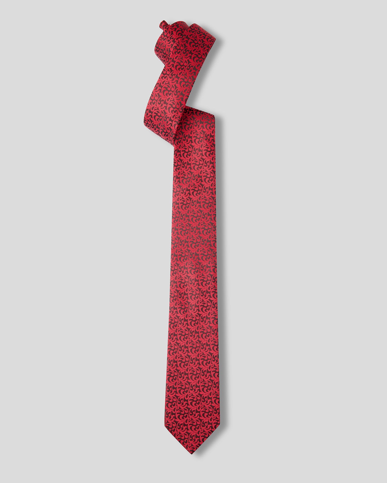 The Dominion Necktie — Crimson & Dark Charcoal Swirl
