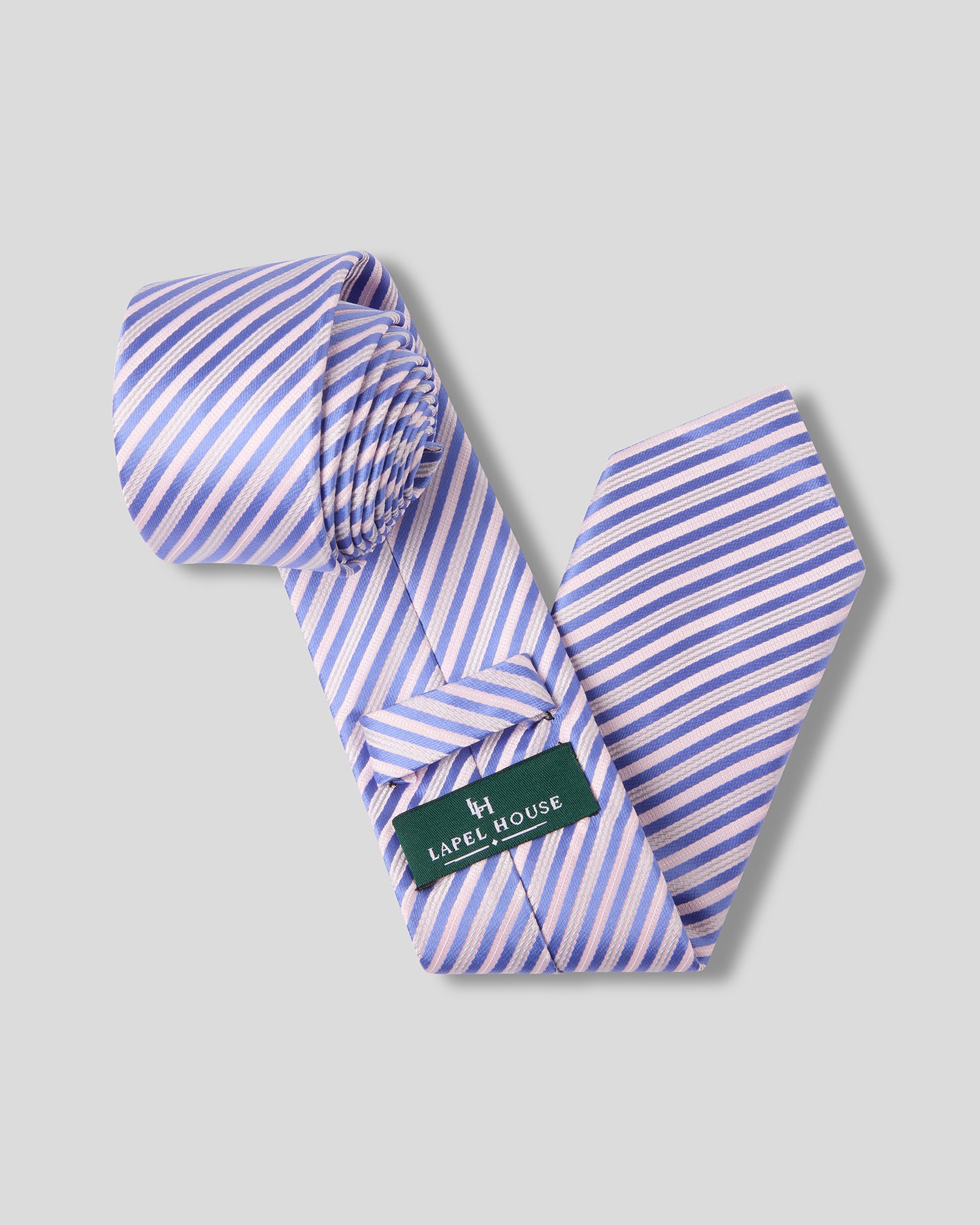 The Promenade Necktie — Lavender & Periwinkle Diagonal Stripe