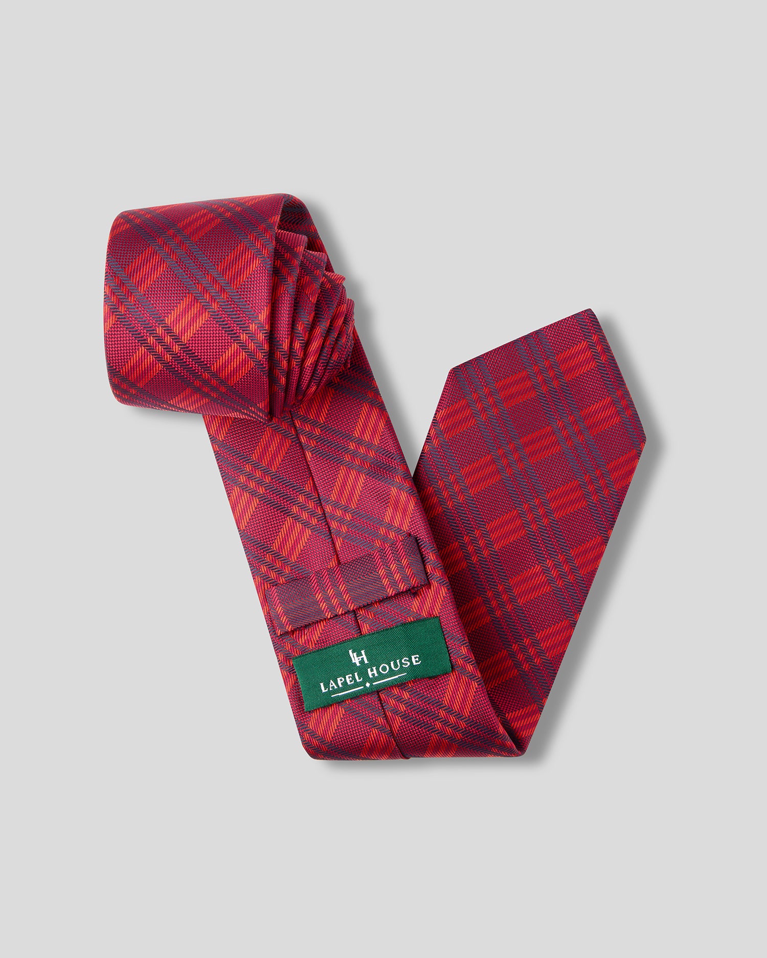 The Highlander Necktie — Crimson & Charcoal Tartan Plaid