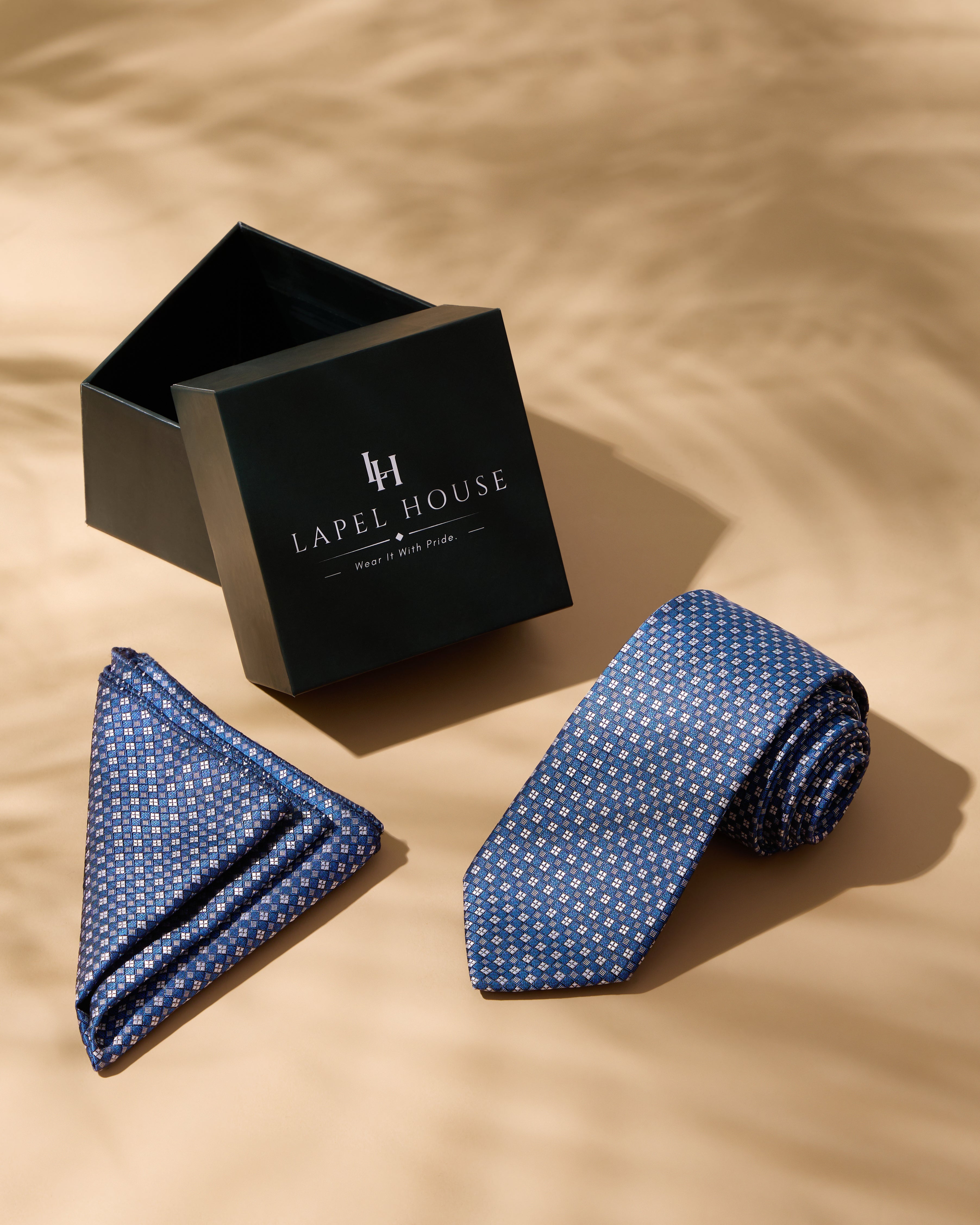 The Sapphire Necktie — Royal Blue & White Micro-Foulard