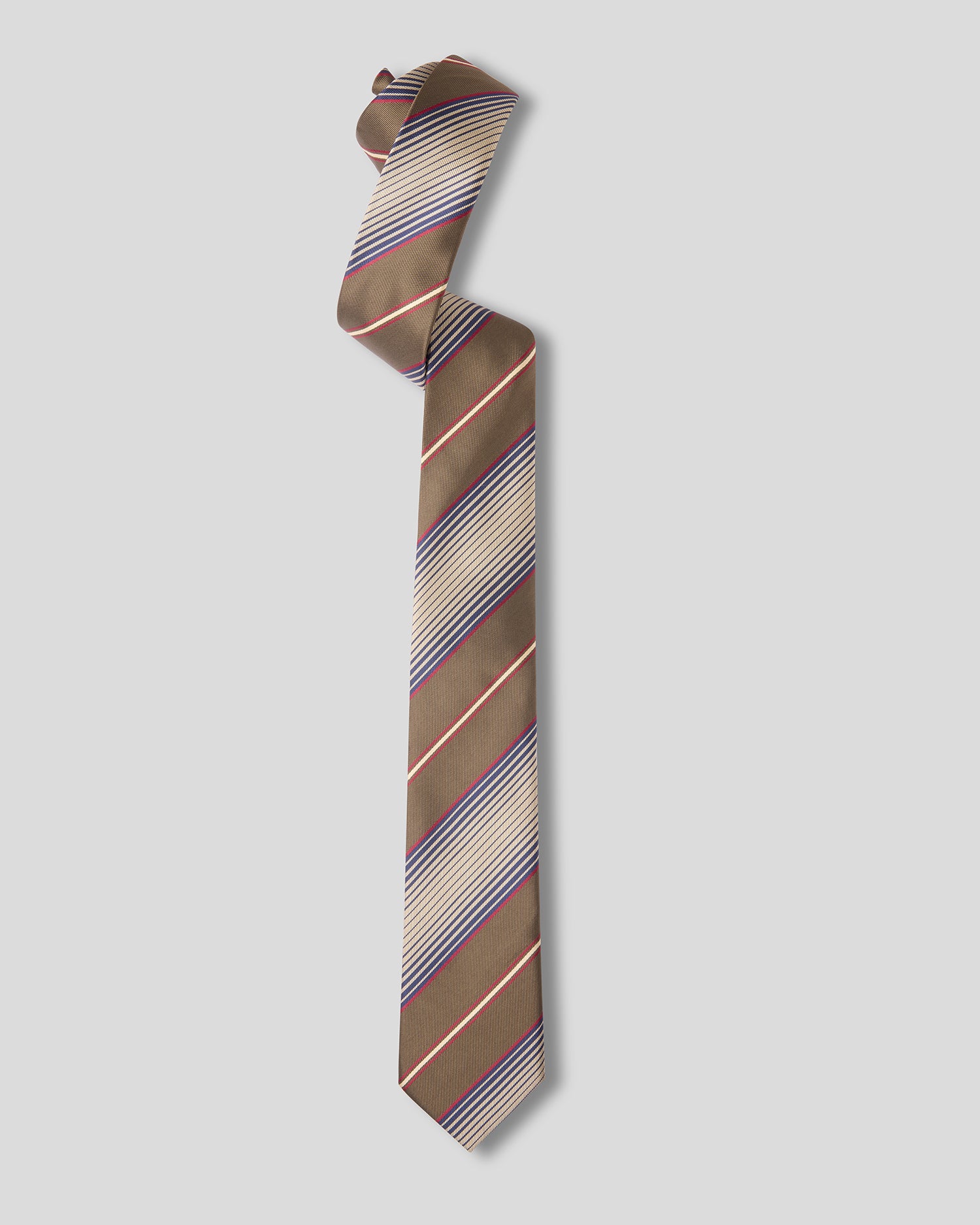 The Heritage Necktie — Taupe, Navy & Cream Regimental Strip