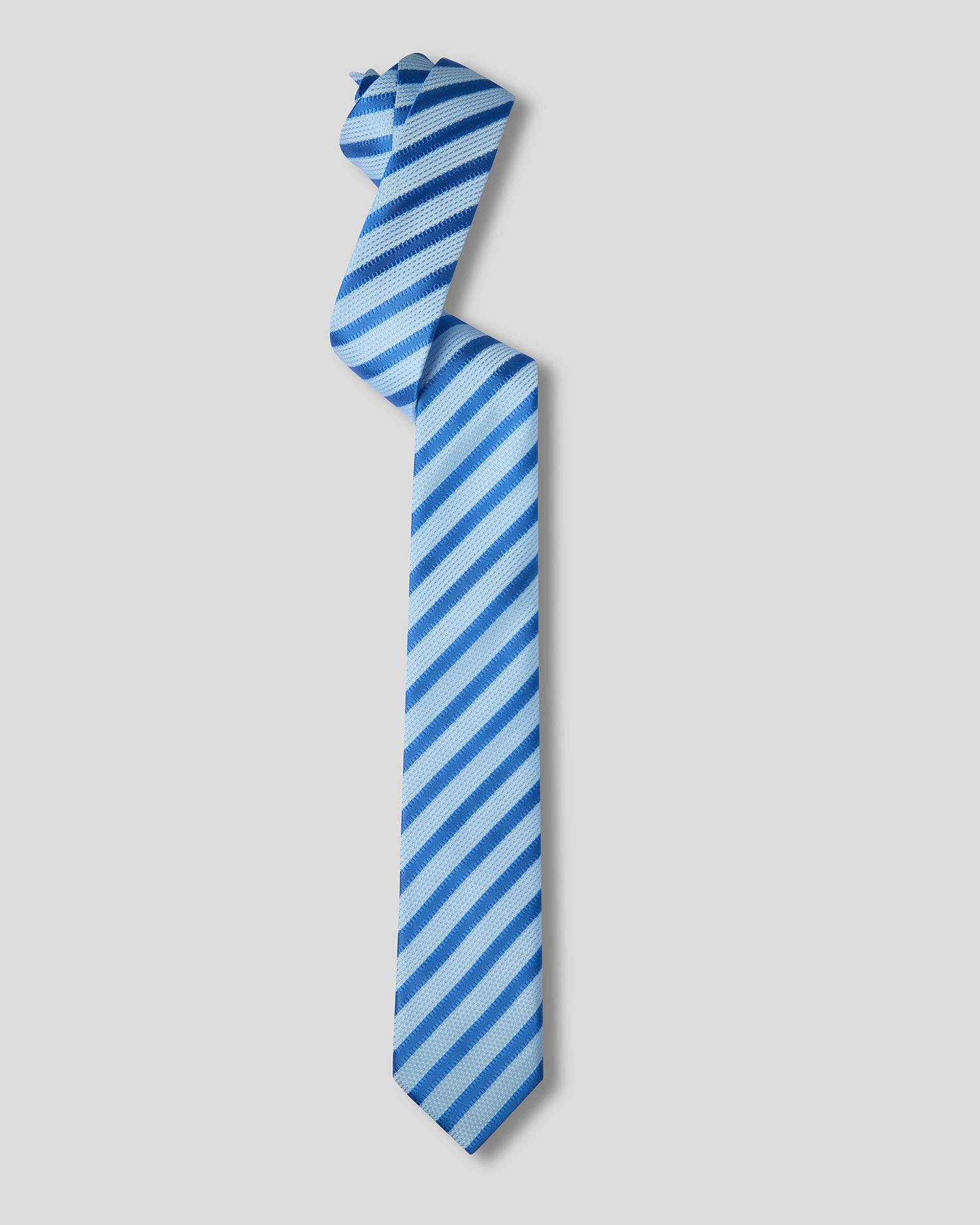 The Zephyr Microfiber Necktie — Sky & Royal Blue Diagonal Stripe