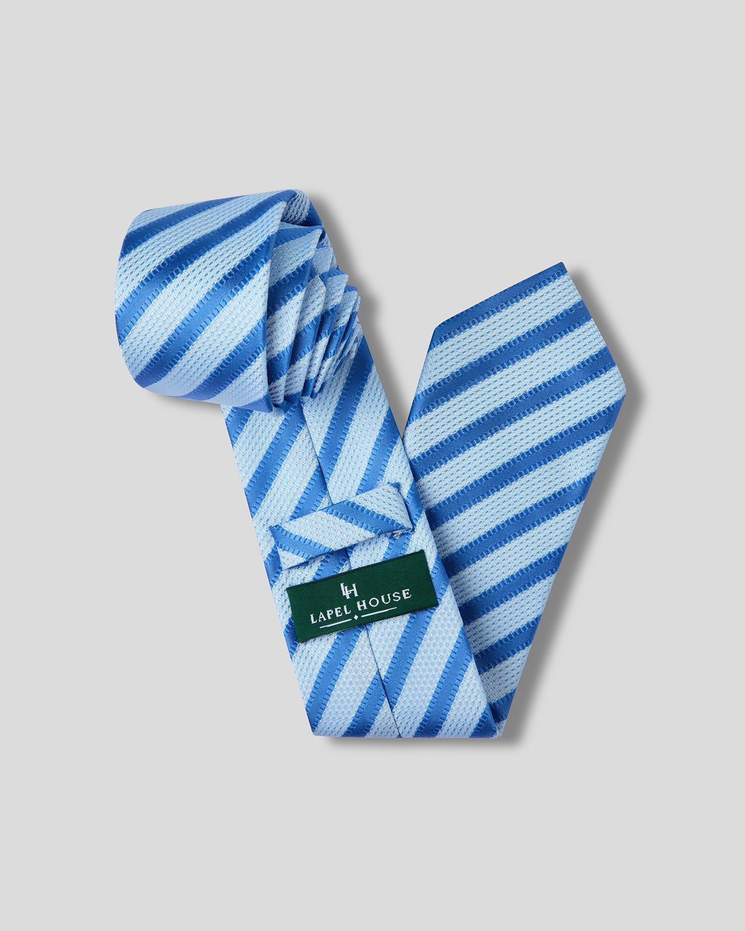 The Zephyr Microfiber Necktie — Sky & Royal Blue Diagonal Stripe