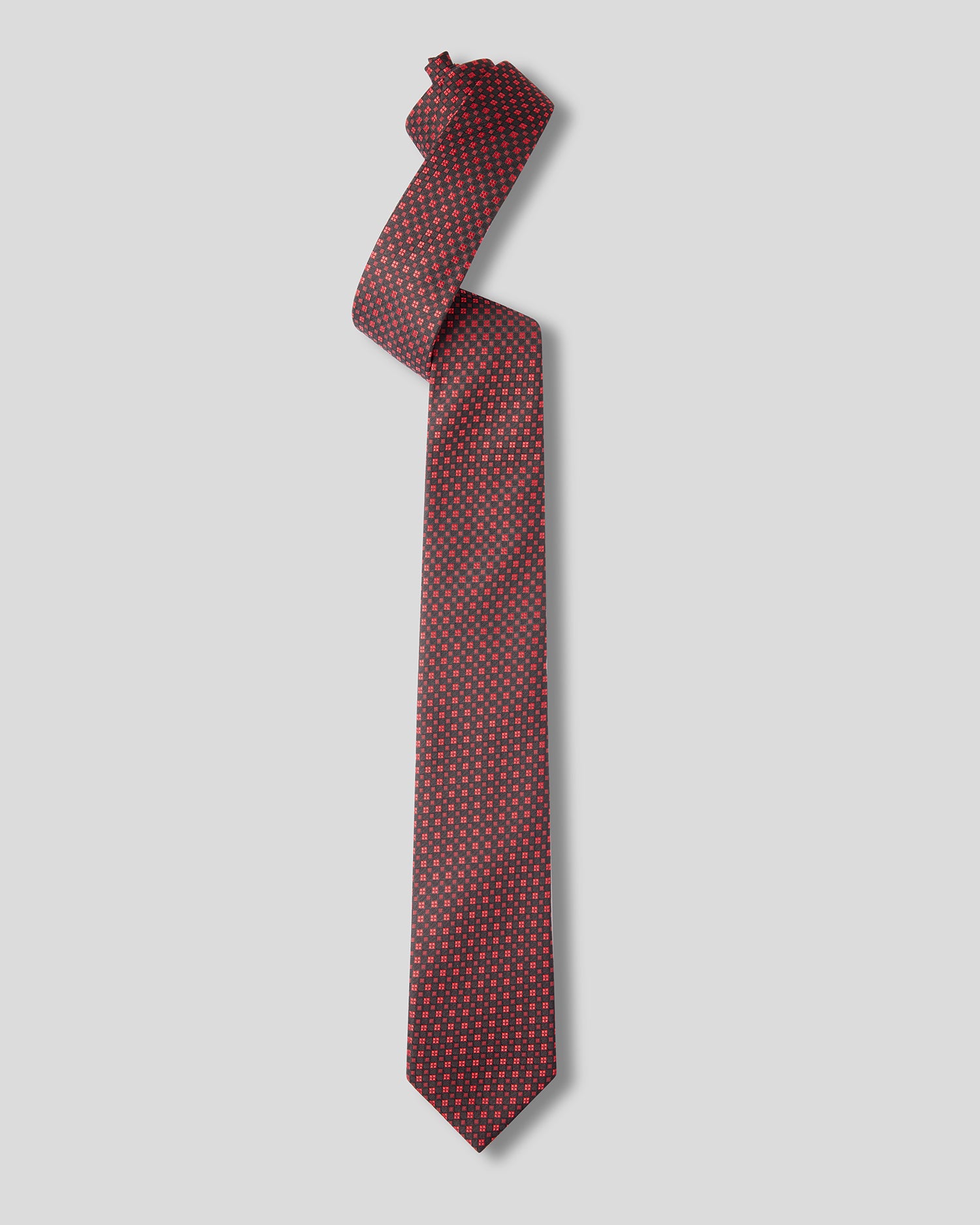 The Cardinal Necktie — Crimson & Black Micro-Check