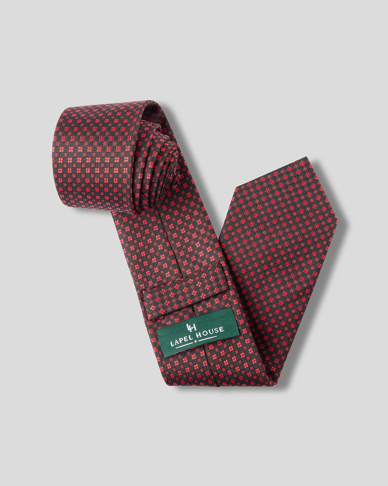 The Cardinal Necktie — Crimson & Black Micro-Check