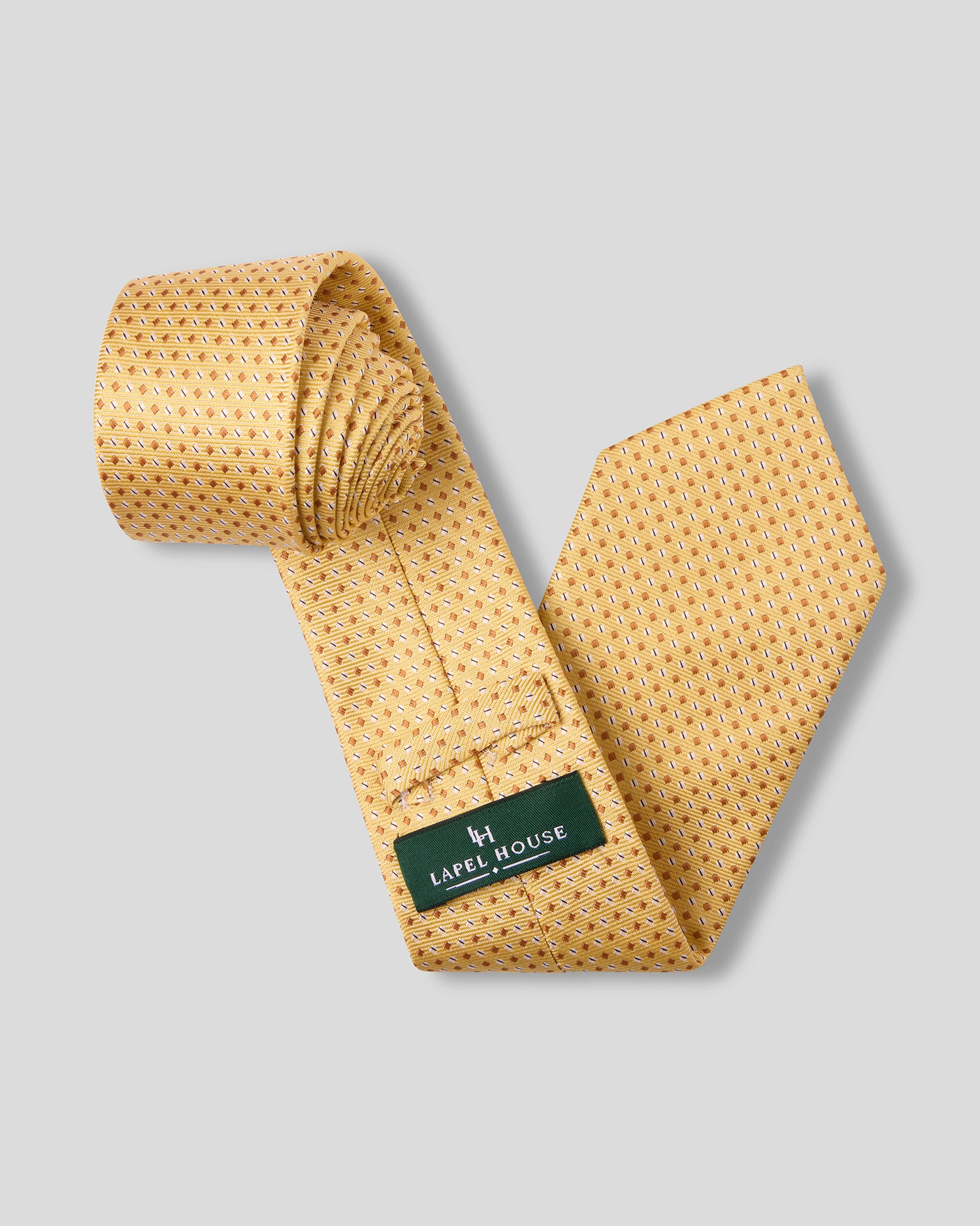 The Aureliann Necktie — Mustard Gold Micro-Geometric