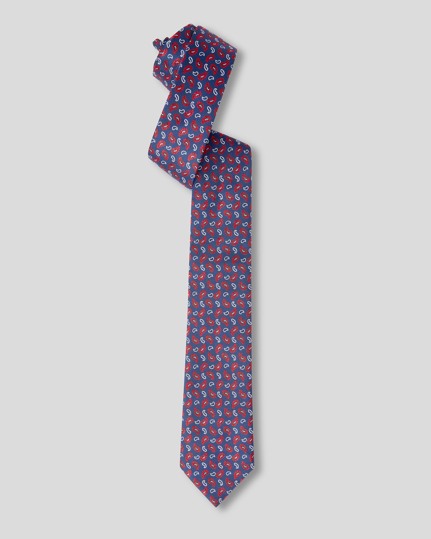 The Regent Necktie — Navy & Crimson Micro-Paisley