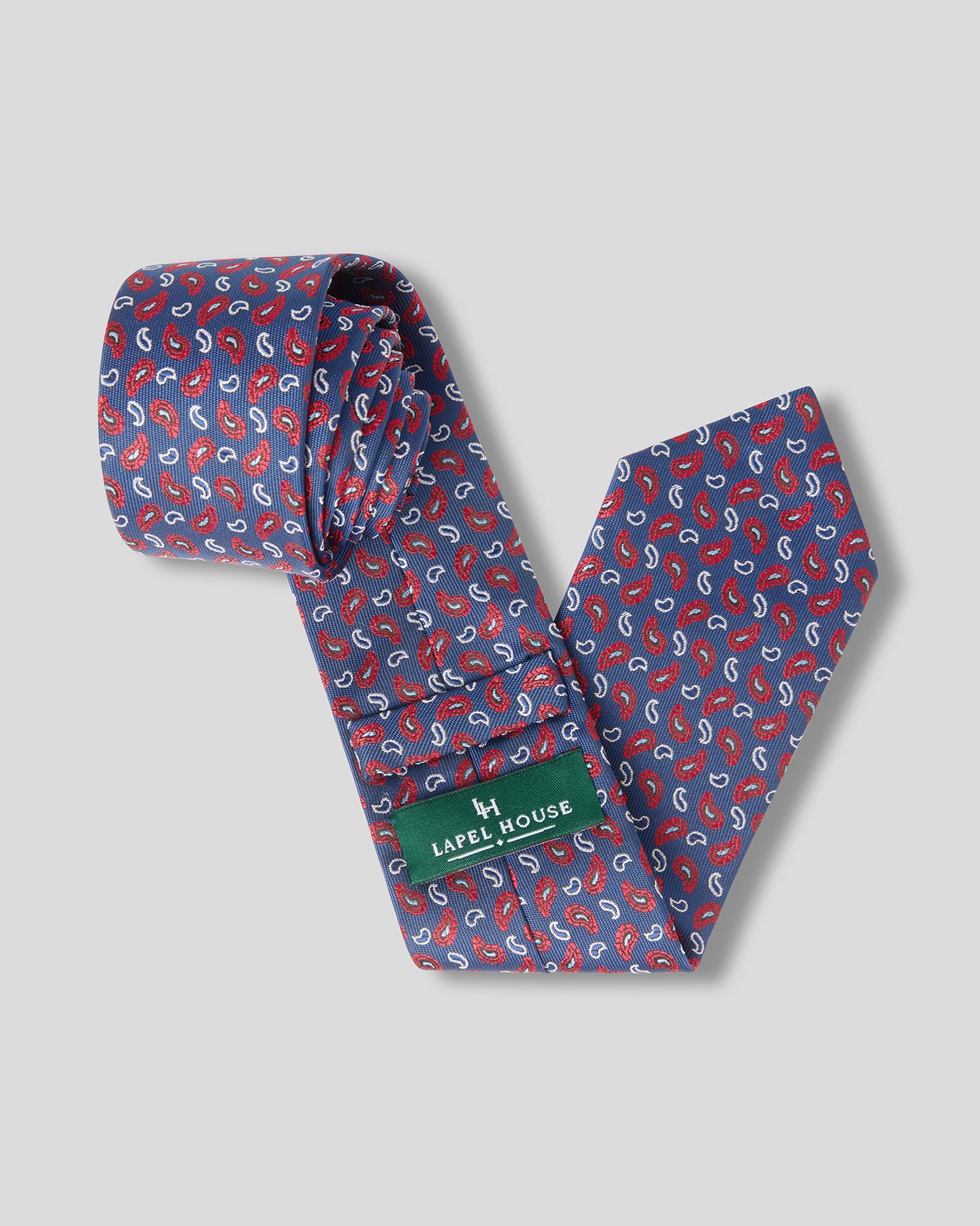 The Regent Necktie — Navy & Crimson Micro-Paisley