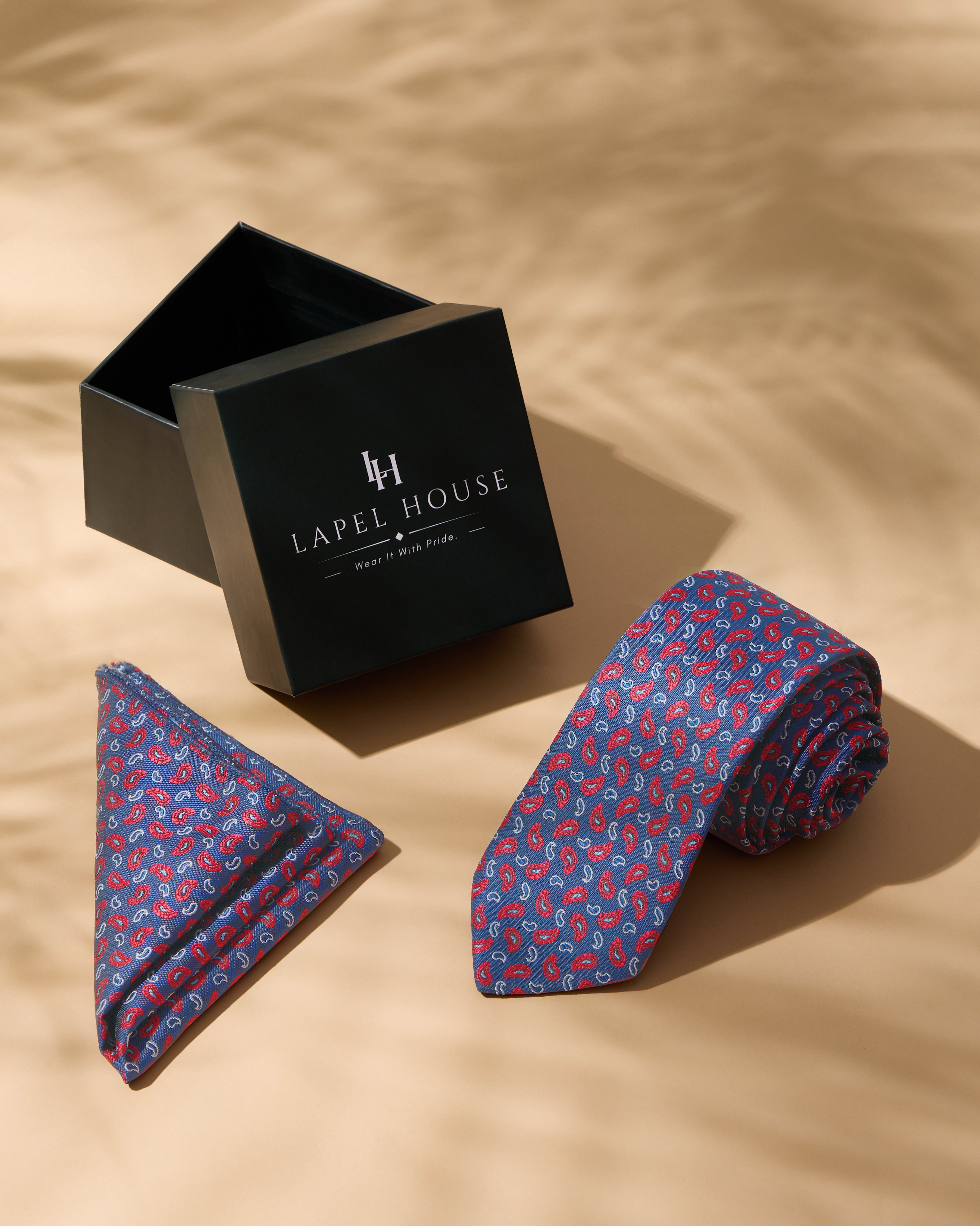 The Regent Necktie — Navy & Crimson Micro-Paisley