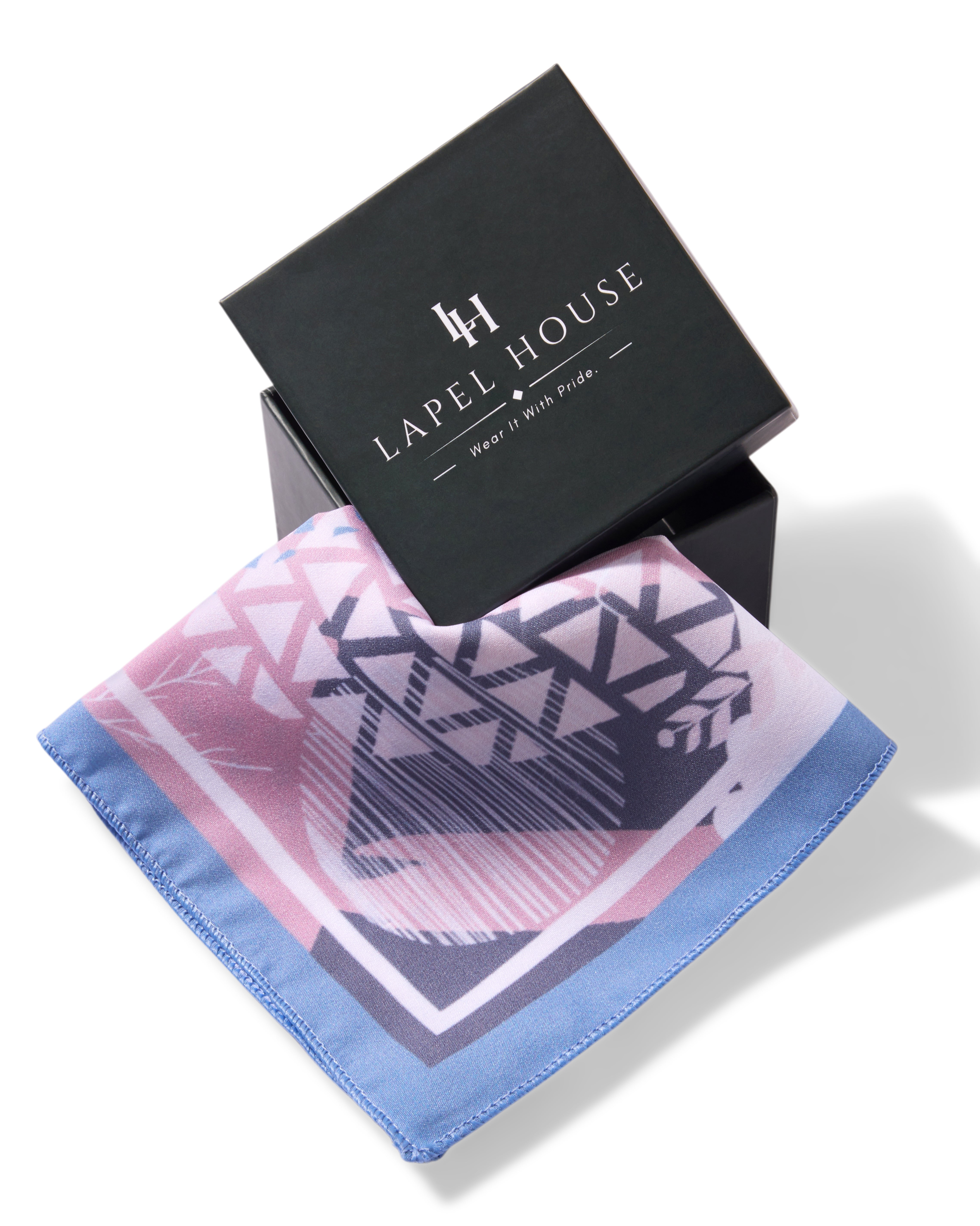 The Vista Microfiber Pocket Square — Pastel Pink & Abstract Geometric