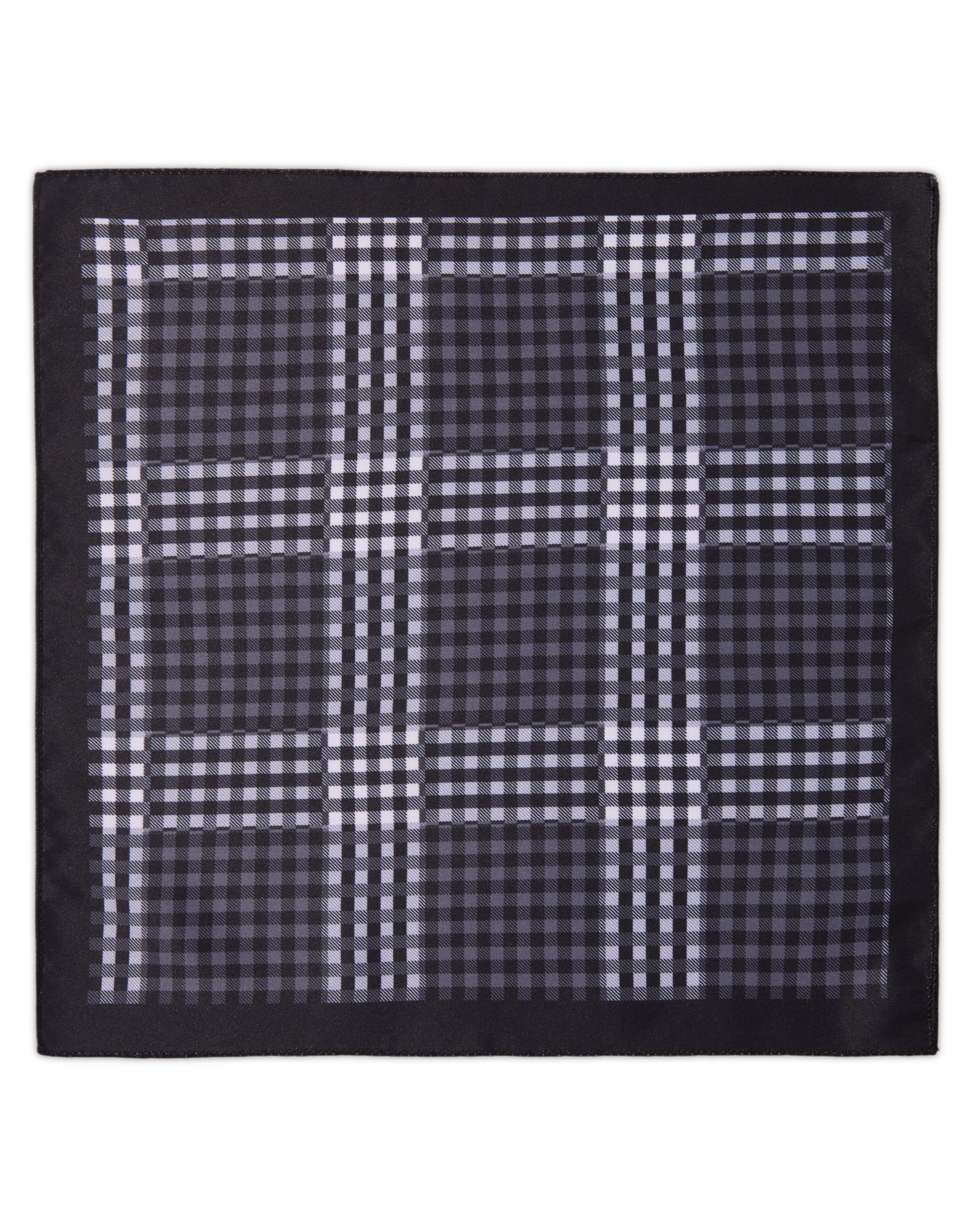The Syndicate Microfiber Pocket Square — Black & Grey Executive Plaid