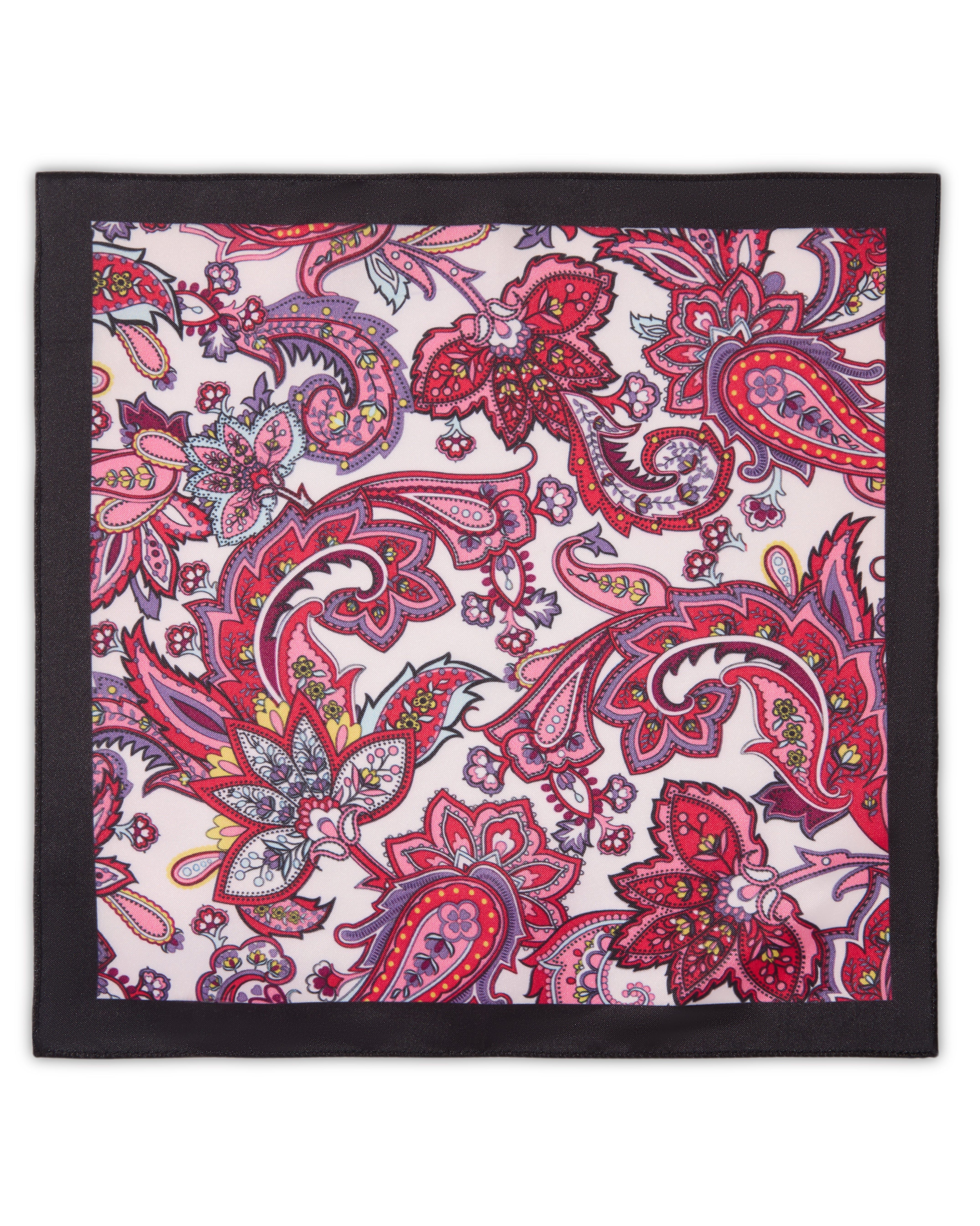 The Imperial Microfiber Pocket Square — Crimson & Plum Ornate Paisley
