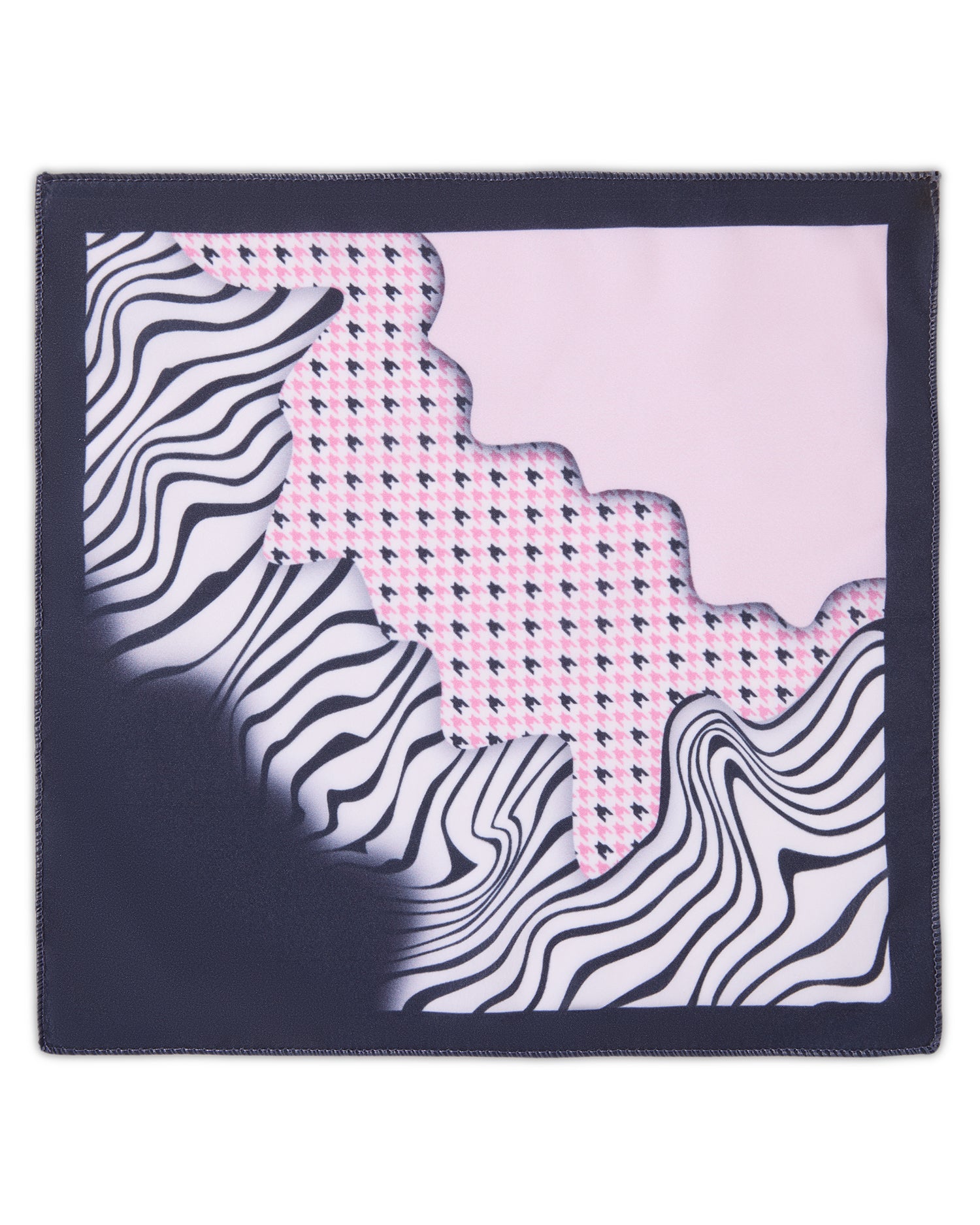 The Paradigm Microfiber Pocket Square — Pink Houndstooth & Abstract Waves