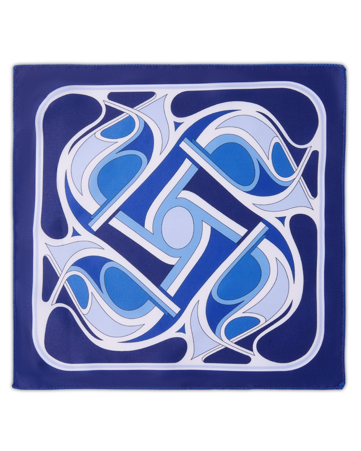 The Meridian  Microfiber Pocket Square — Royal Blue & Geometric Mosaic