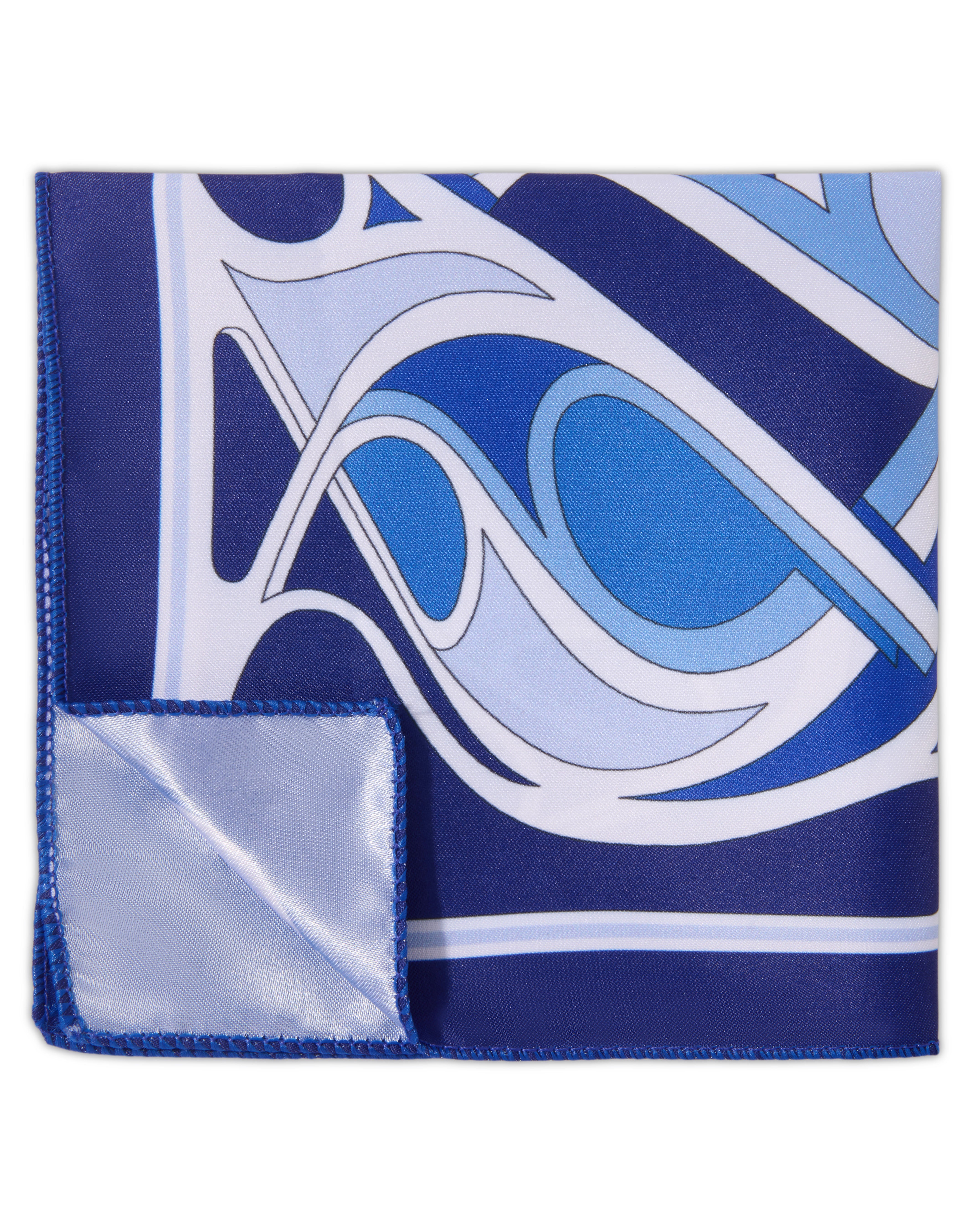 The Meridian  Microfiber Pocket Square — Royal Blue & Geometric Mosaic