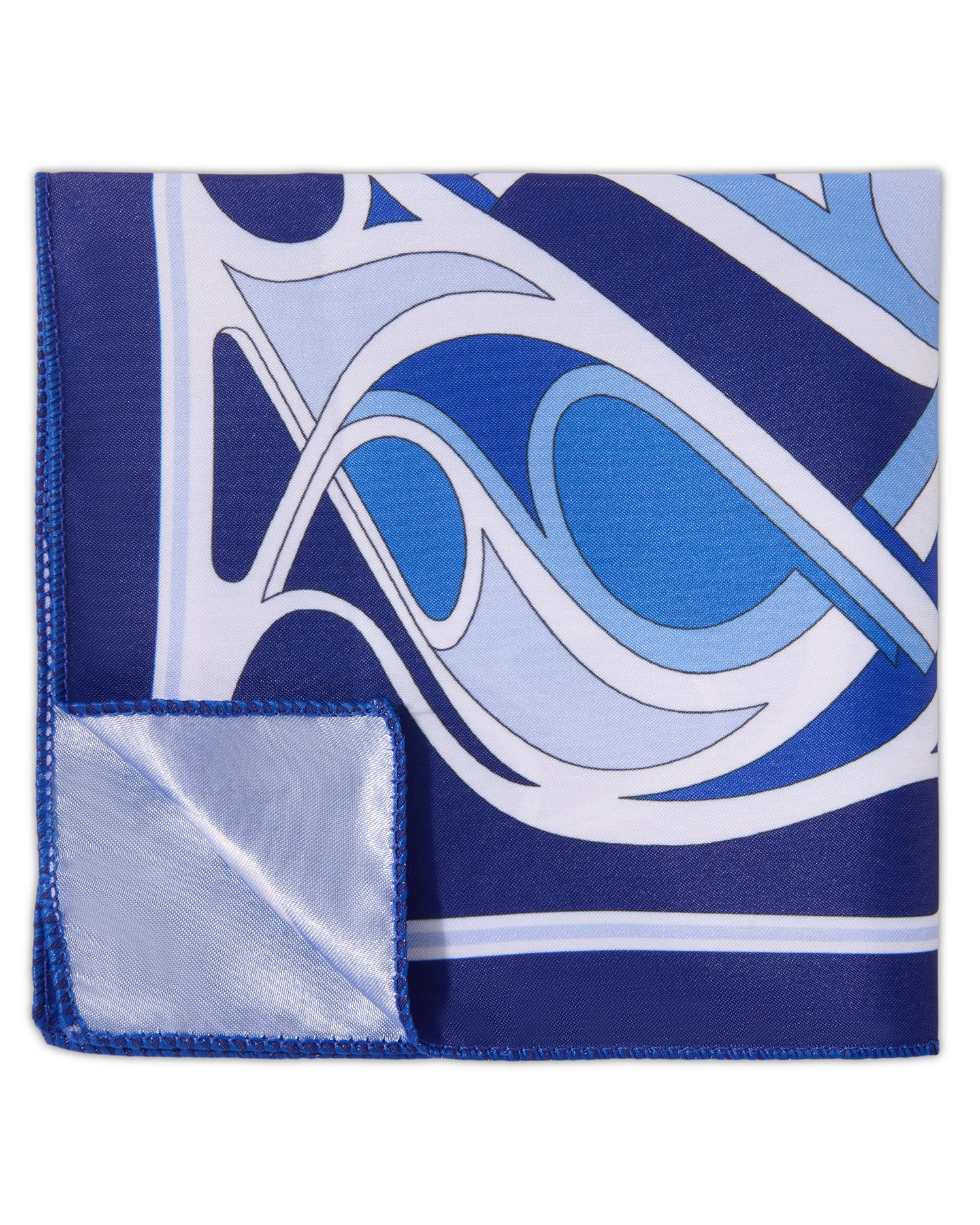 The Meridian  Microfiber Pocket Square — Royal Blue & Geometric Mosaic