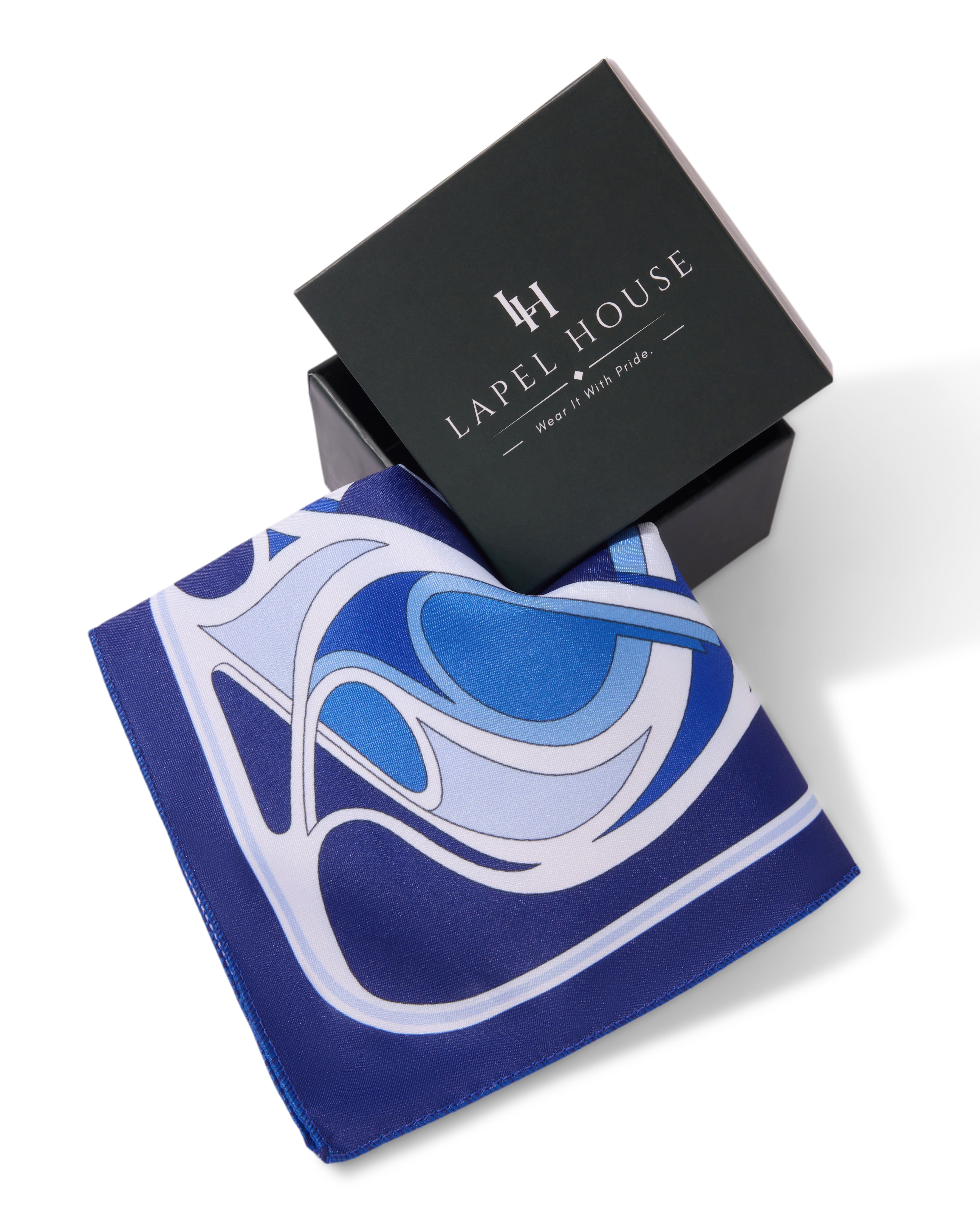 The Meridian  Microfiber Pocket Square — Royal Blue & Geometric Mosaic
