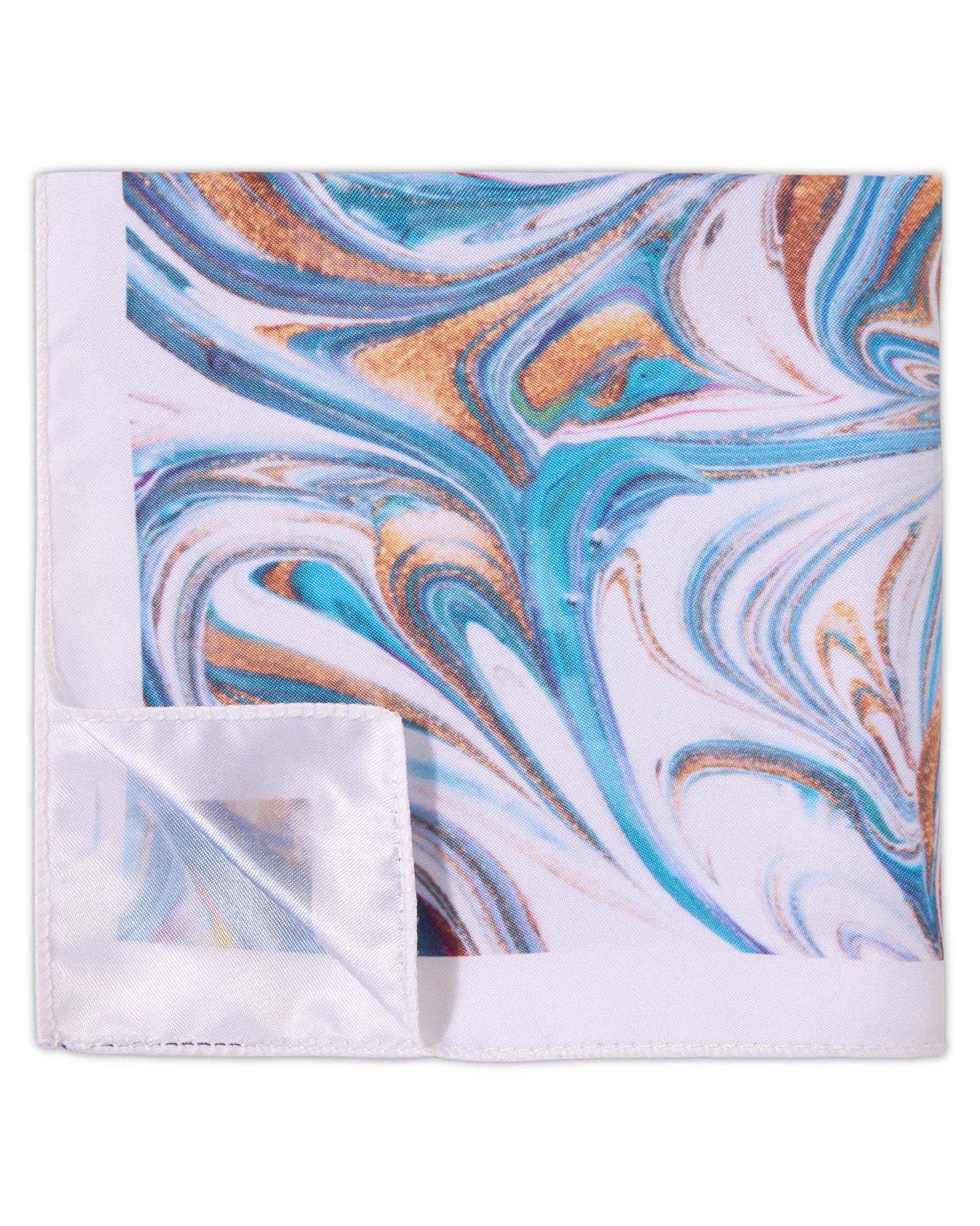 The Riviera Microfiber Pocket Square — Azure Marble & Gold