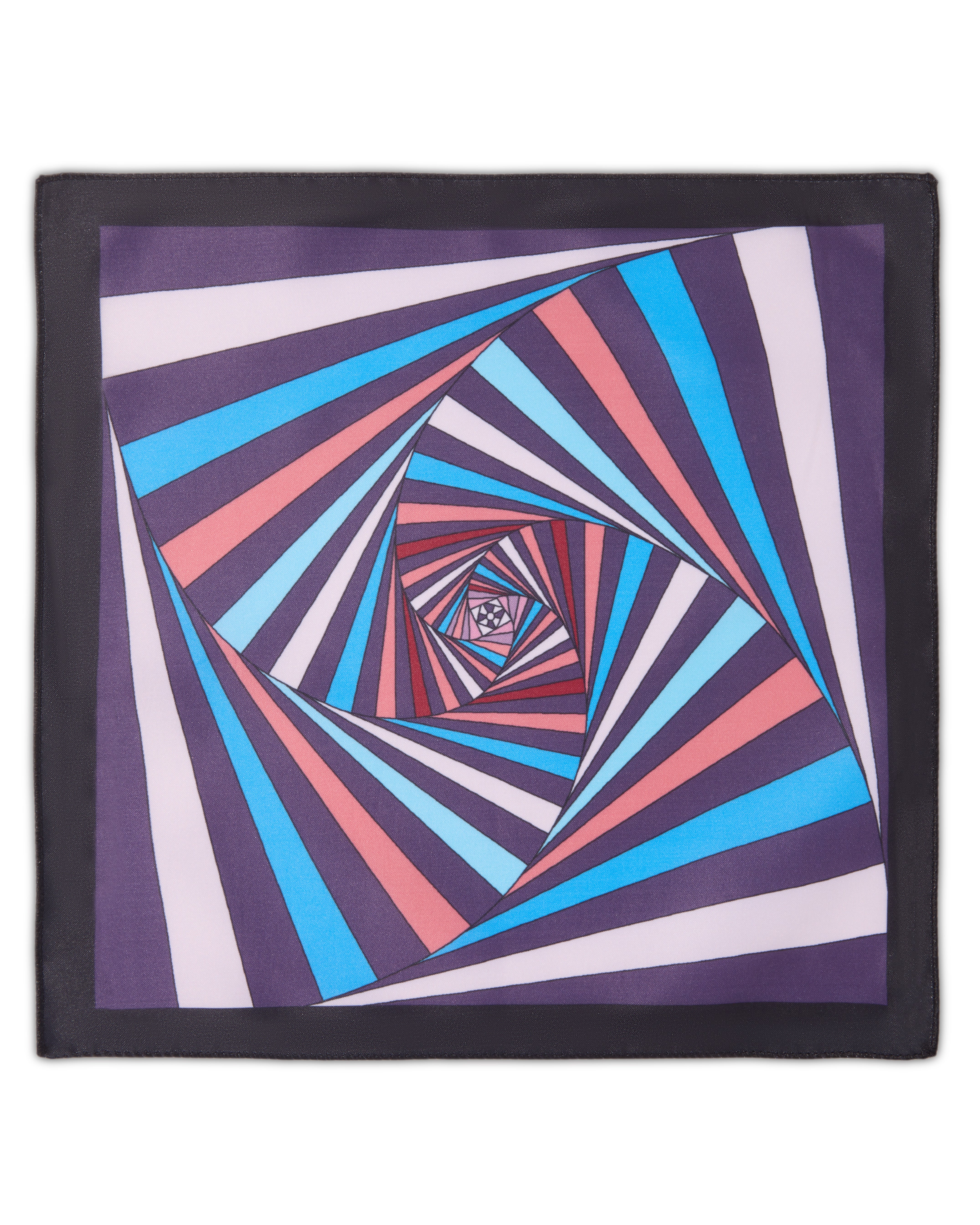 The Vortex Microfiber Pocket Square — Purple & Cyan Geometric Spiral