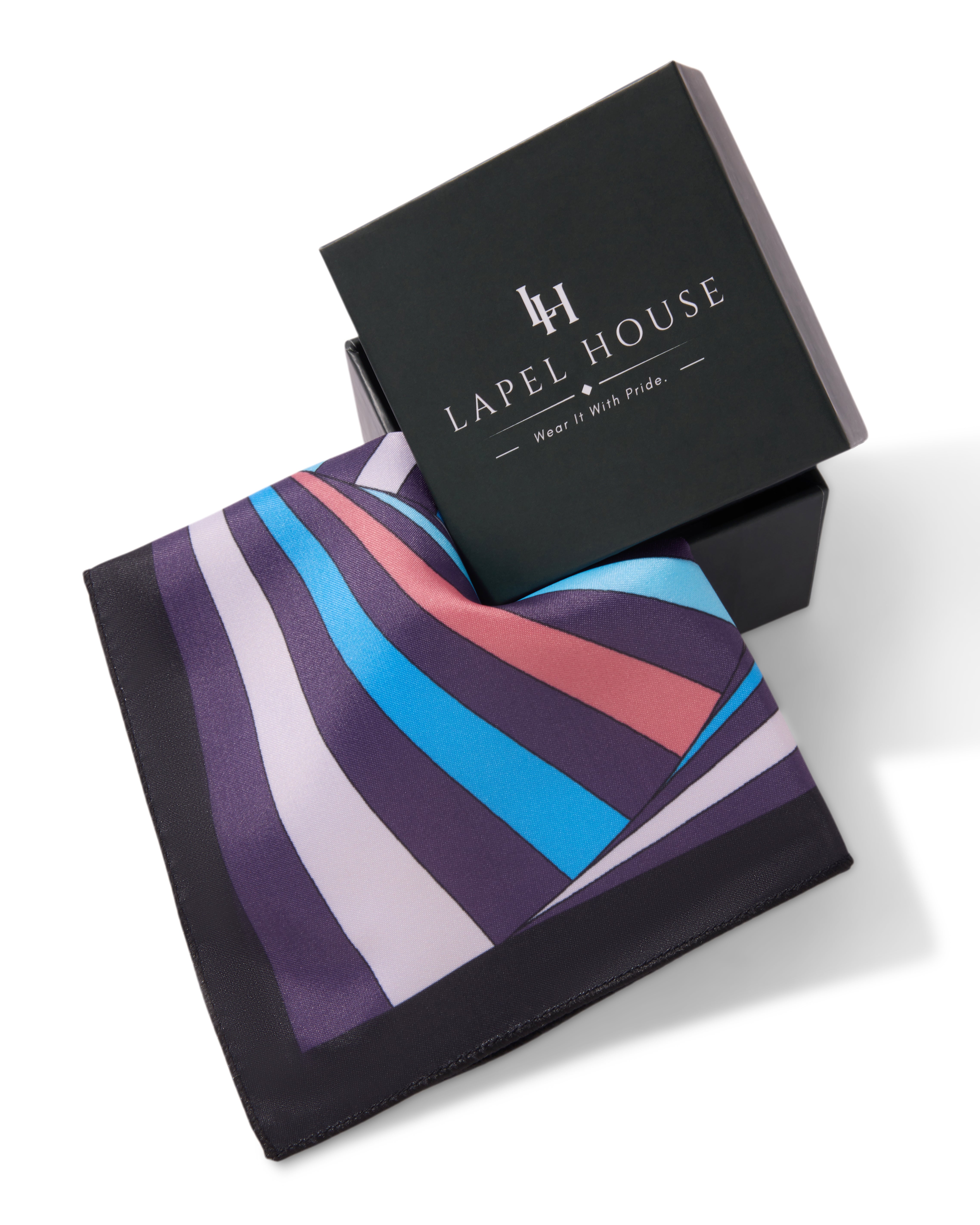 The Vortex Microfiber Pocket Square — Purple & Cyan Geometric Spiral