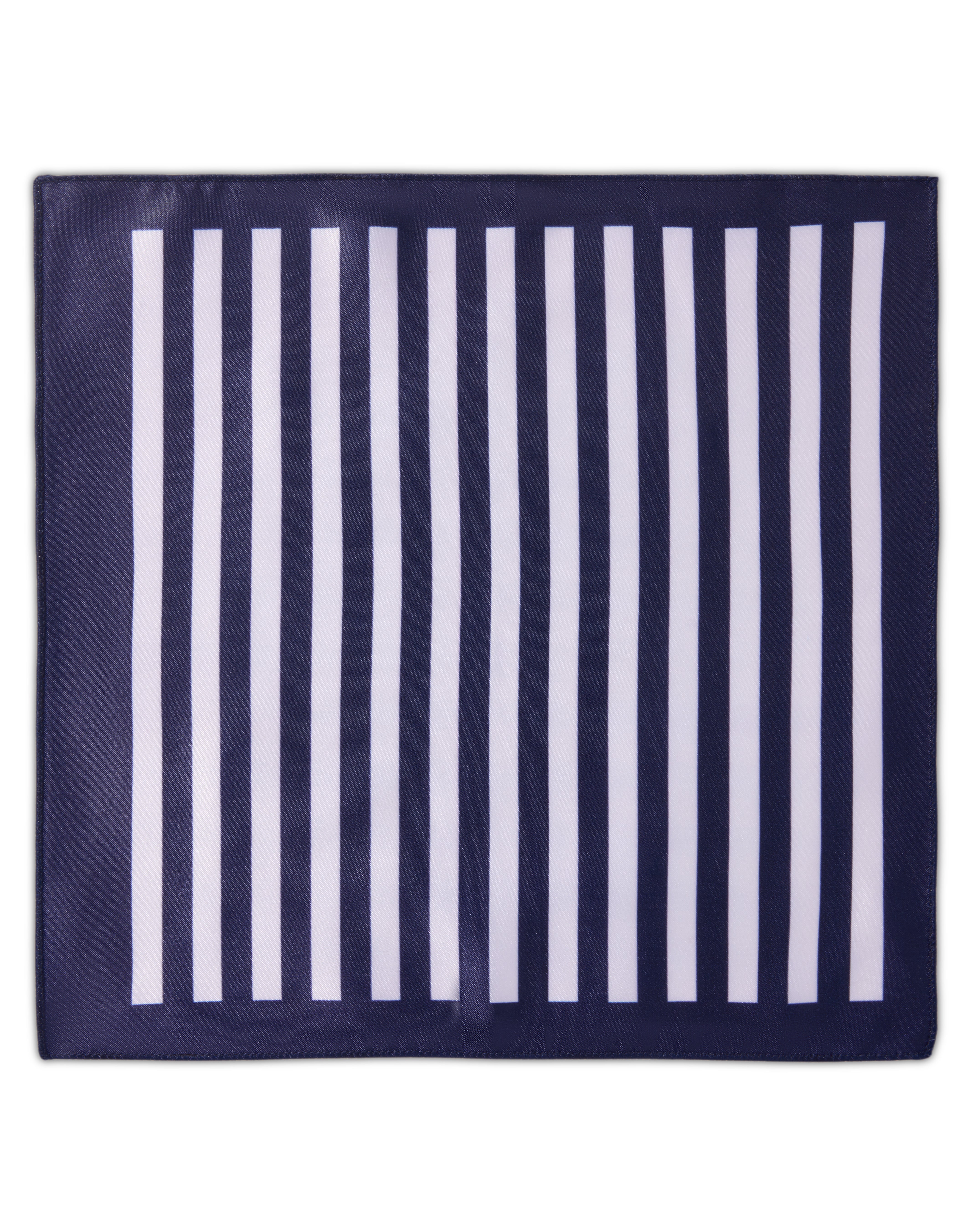 The Commodore Microfiber Pocket Square — Navy & Bold White Stripes
