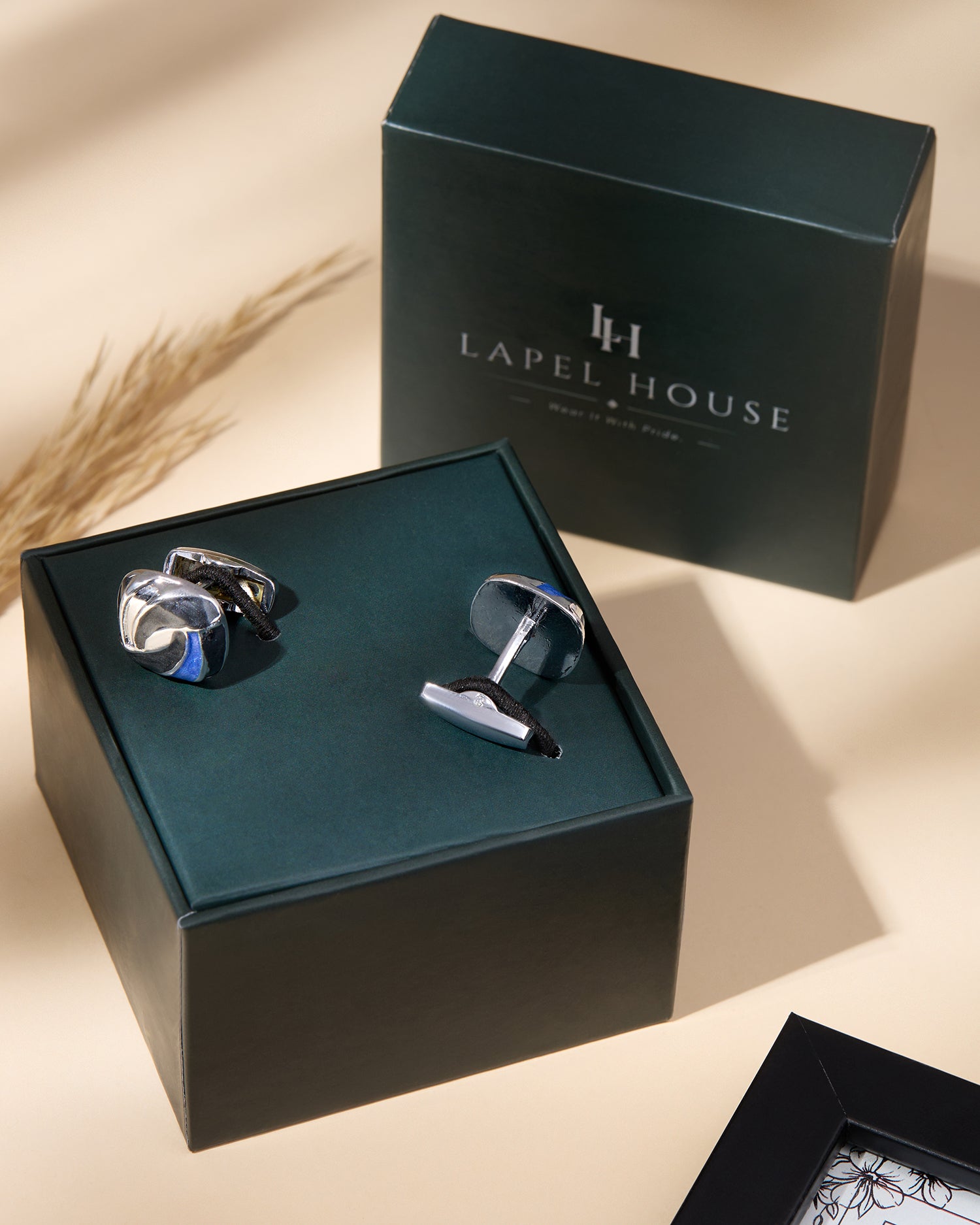 The Vortex Executive Cufflinks — Royal Blue & Black Swirl Enamel