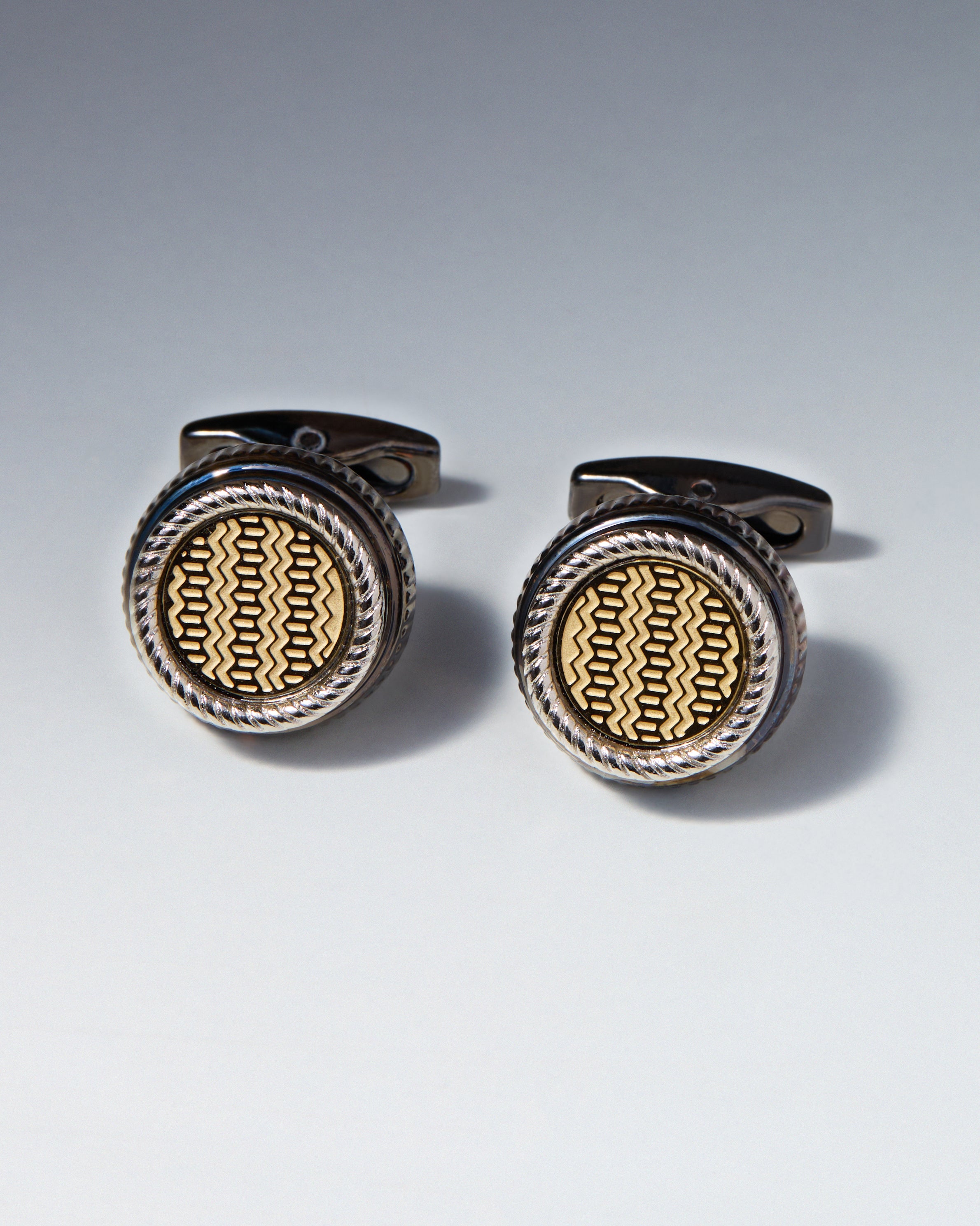 The Citadel Executive Cufflinks — Gold Geometric & Braided Silver