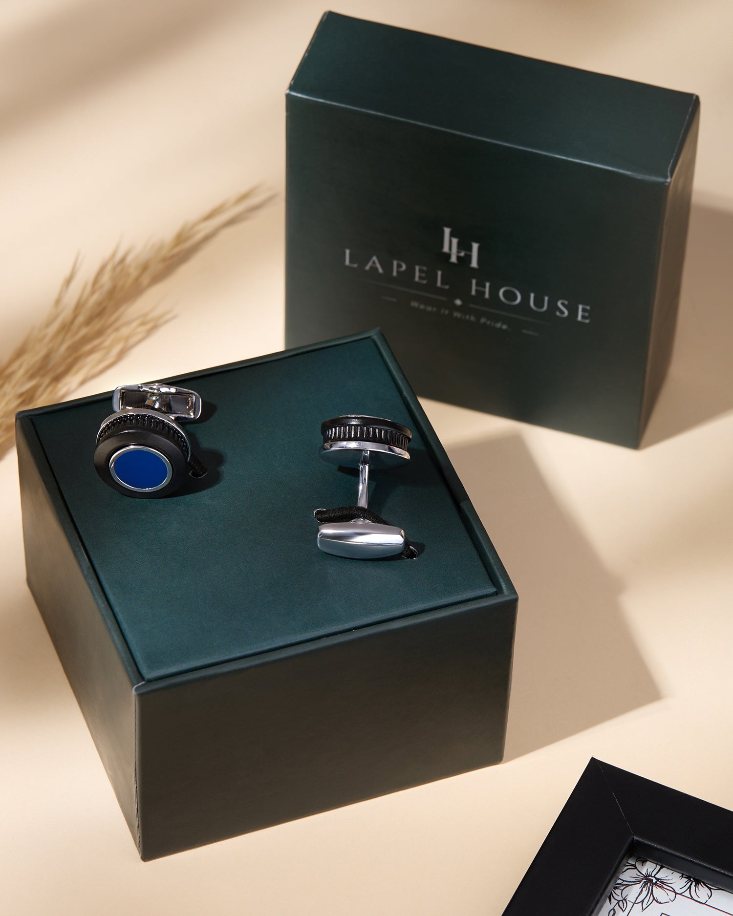 The Eclipse Executive Cufflinks — Matte Black & Royal Blue Enamel